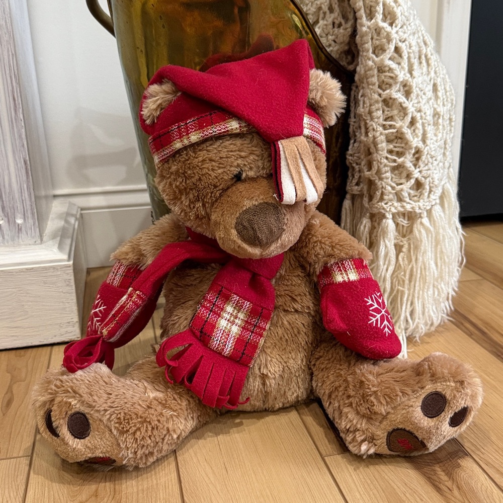 Belkie Cozy Teddy Bear with Festive Red Accessories